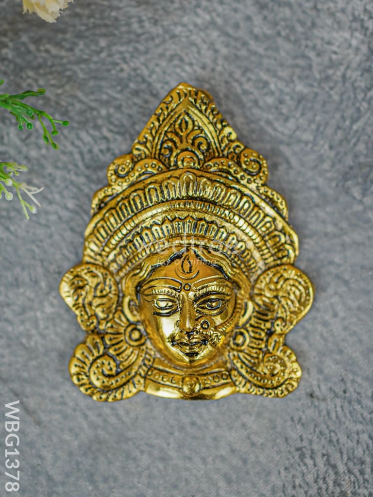 White Metal Durga Face - Gold Finish - WBG1378