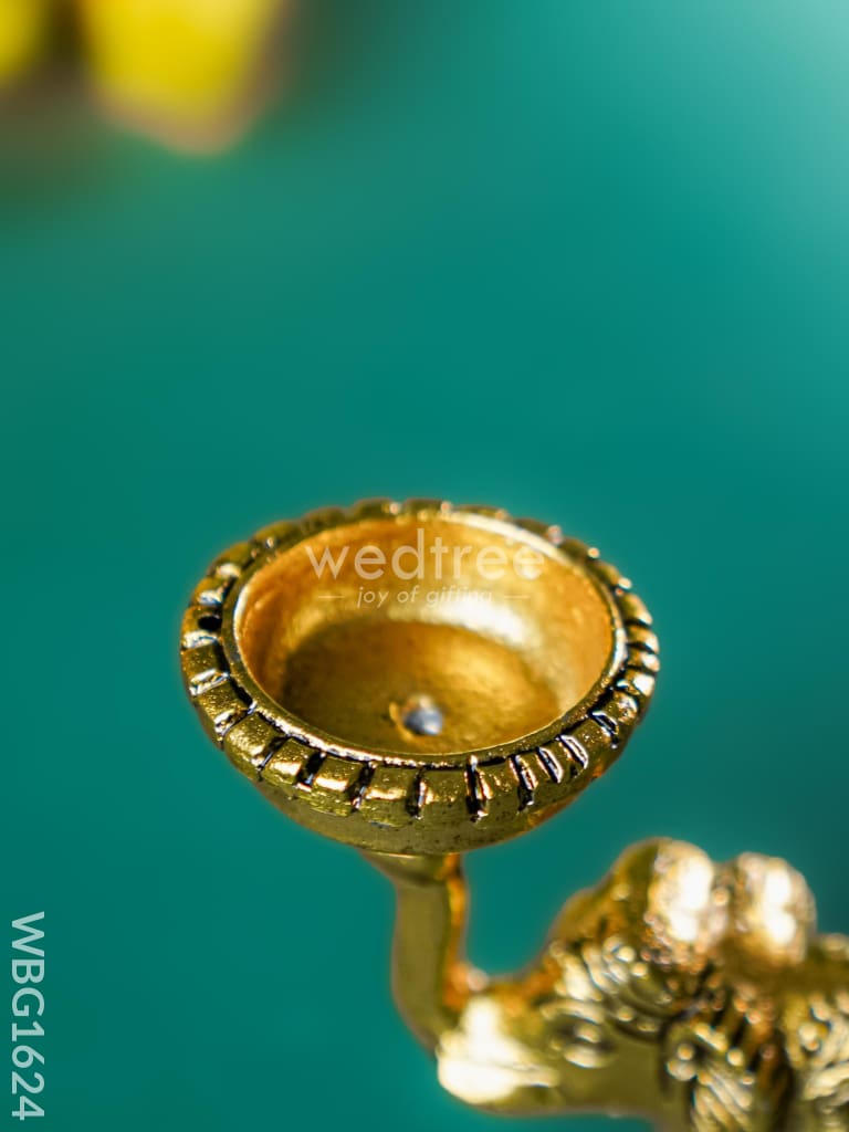 White Metal Elephant with Diya - WBG1624