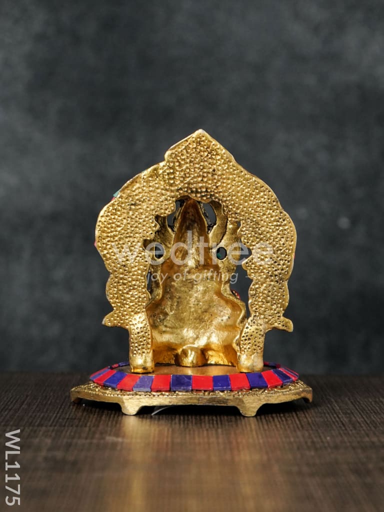 White Metal Frame Ganesha with Stone Work - WL1175