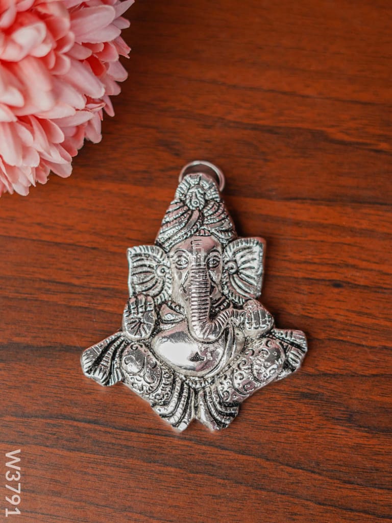 White Metal Ganesha wall Hanging (Silver Finish) - W3791