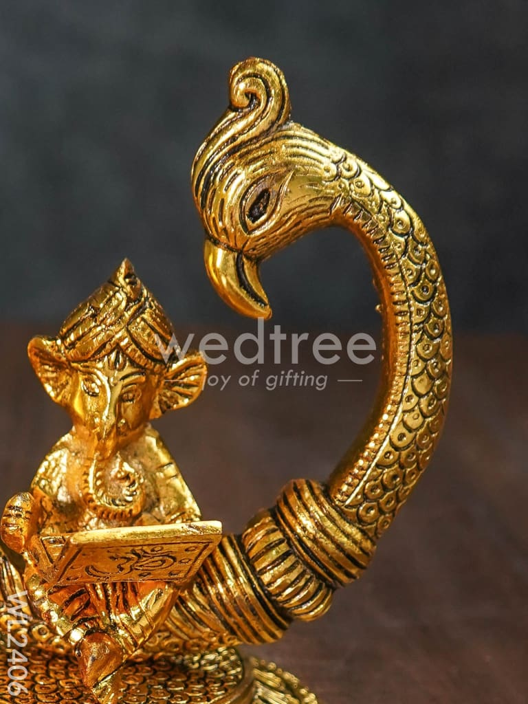 White Metal Ganesha with Laptop - WL2406