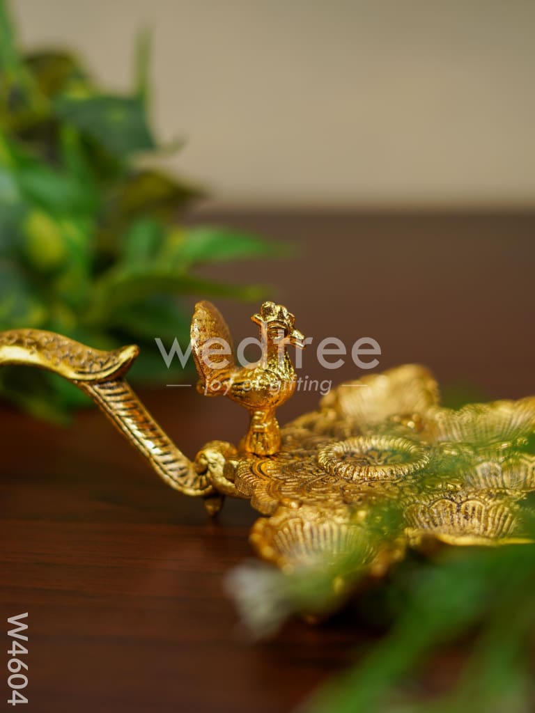 White metal gold finish Arati stand - W4604