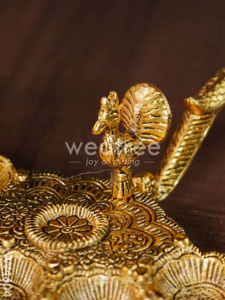 White metal gold finish Arati stand - W4604