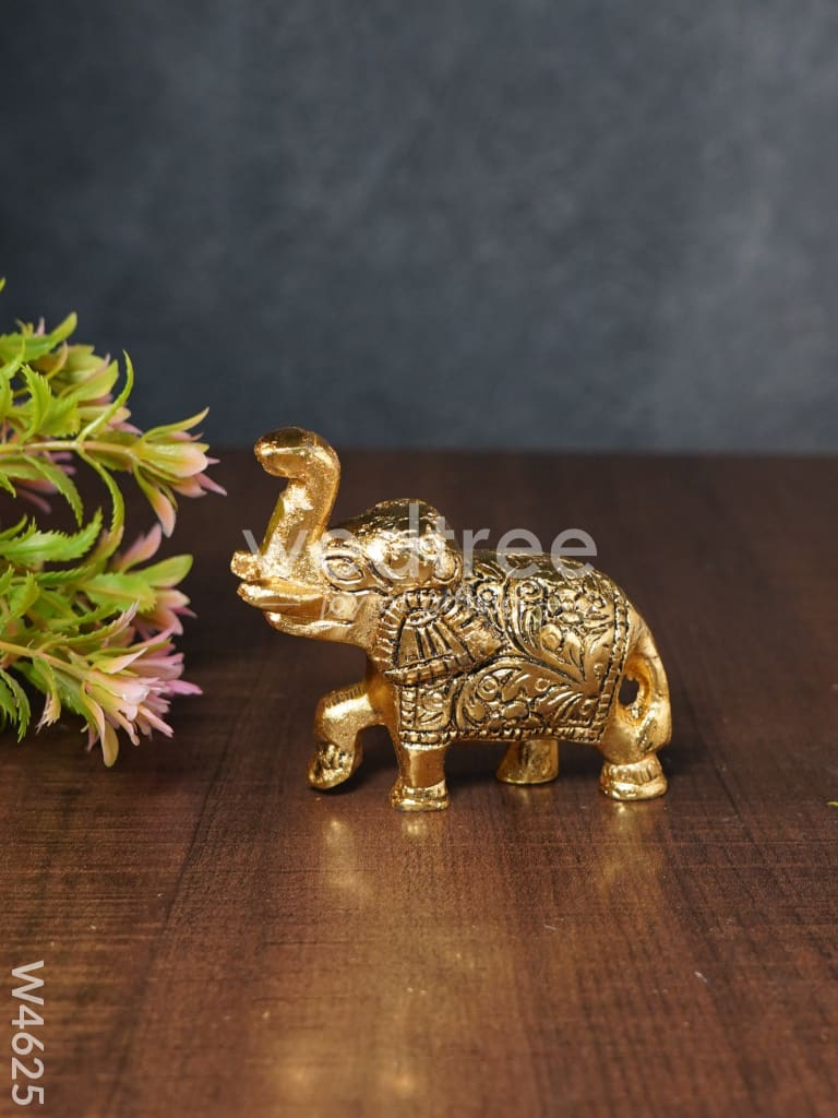 White metal gold finish Elephant set of 2 - W4625