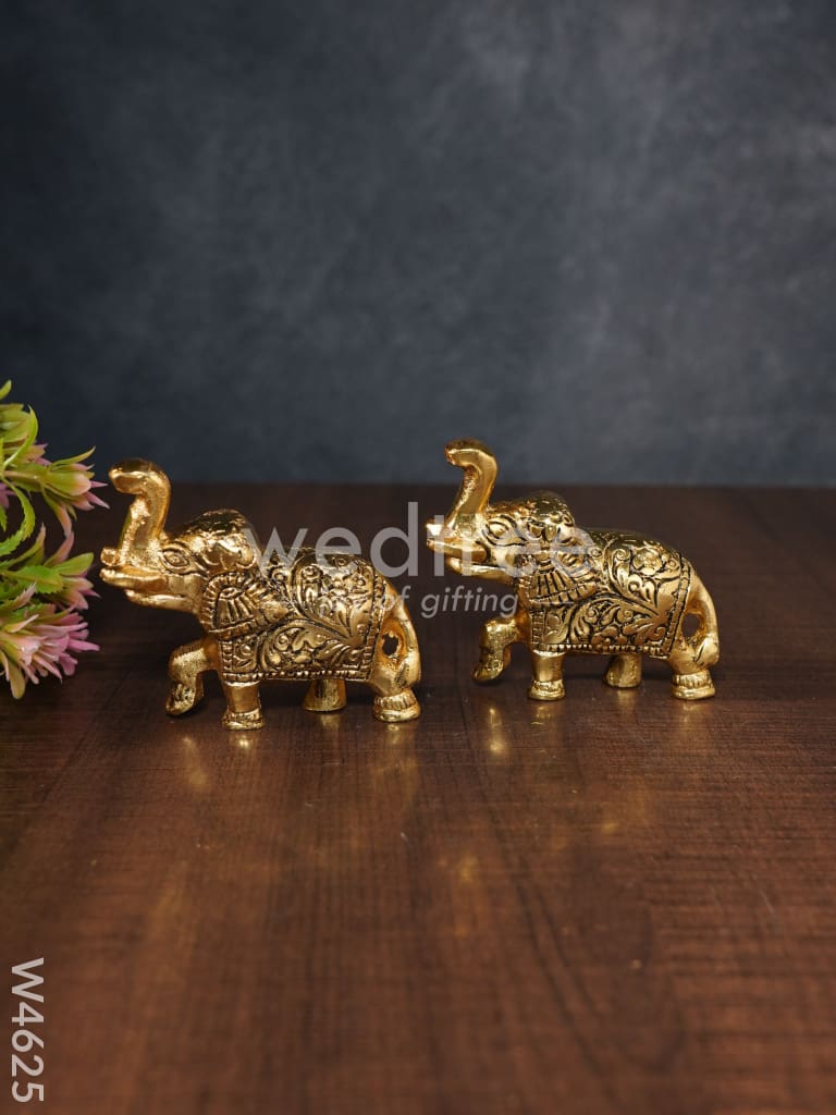 White metal gold finish Elephant set of 2 - W4625