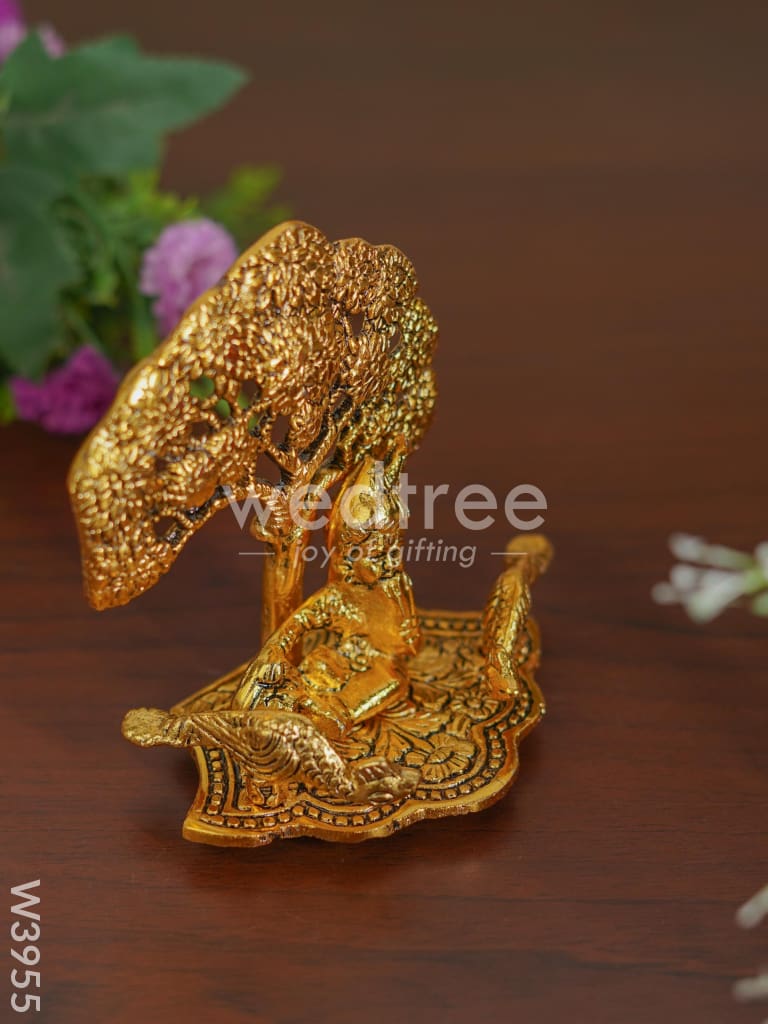 White Metal Laddu Gopal with Tree Gold Finish - W3955