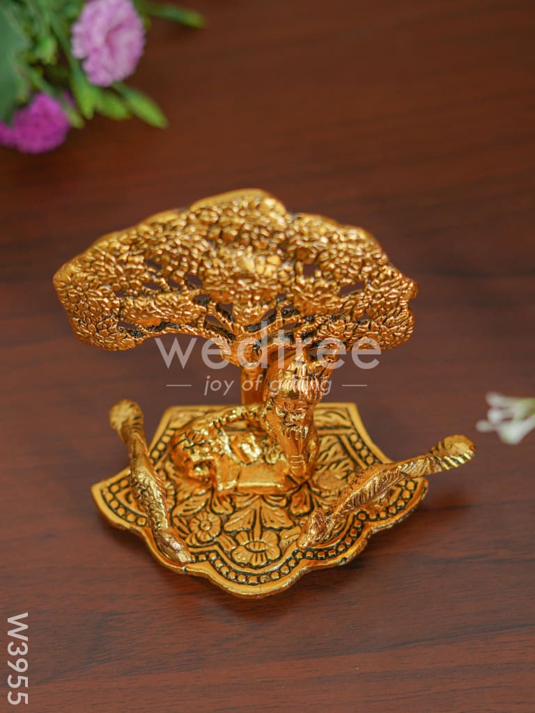 White Metal Laddu Gopal with Tree Gold Finish - W3955