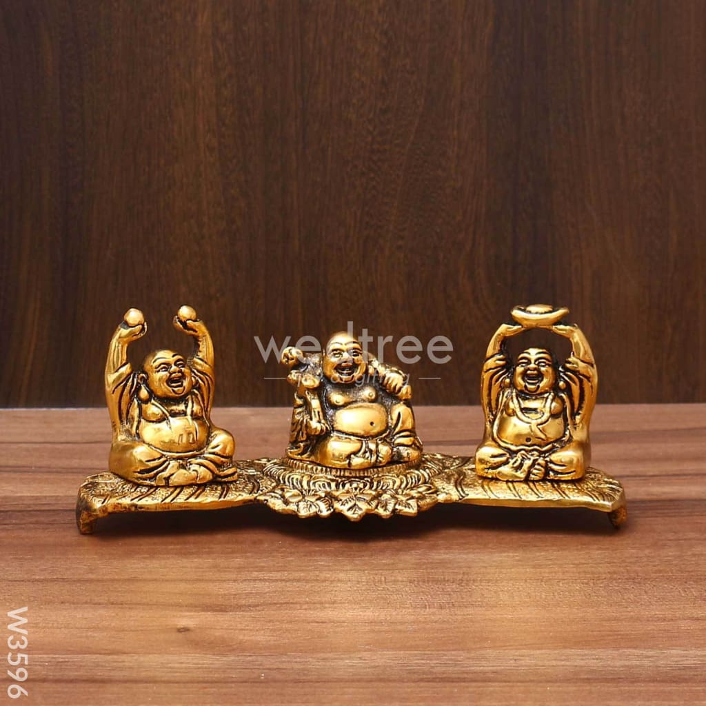 White Metal Laughing Buddha gold Finish - W3596