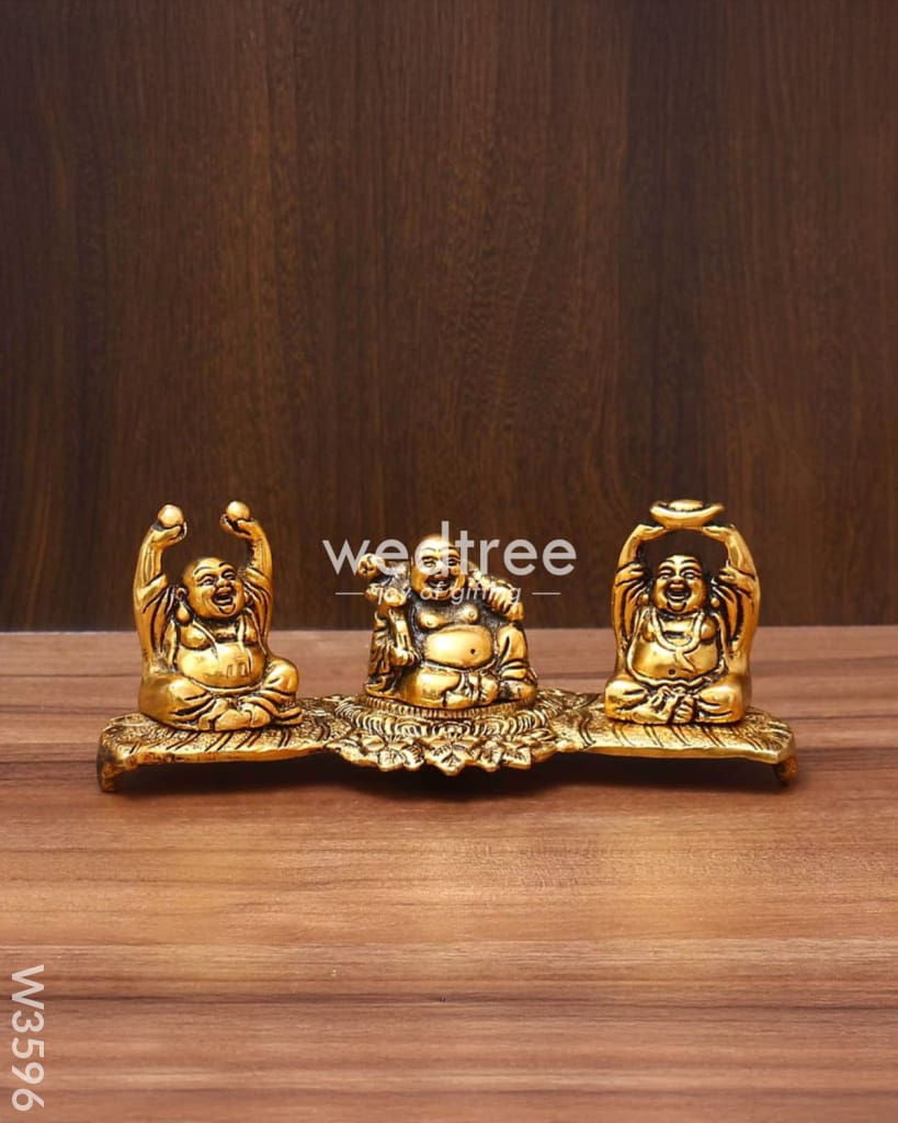 White Metal Laughing Buddha gold Finish - W3596