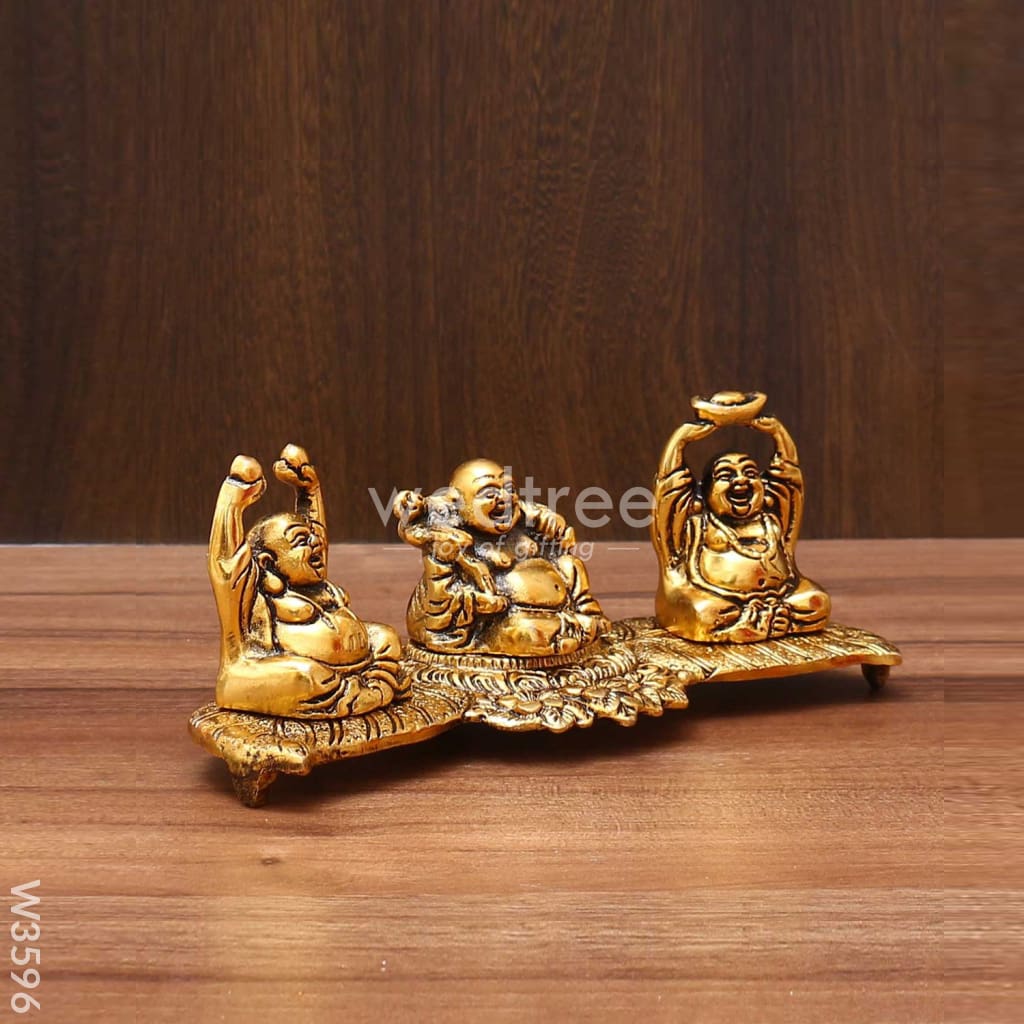 White Metal Laughing Buddha gold Finish - W3596