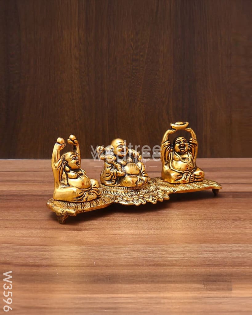 White Metal Laughing Buddha gold Finish - W3596