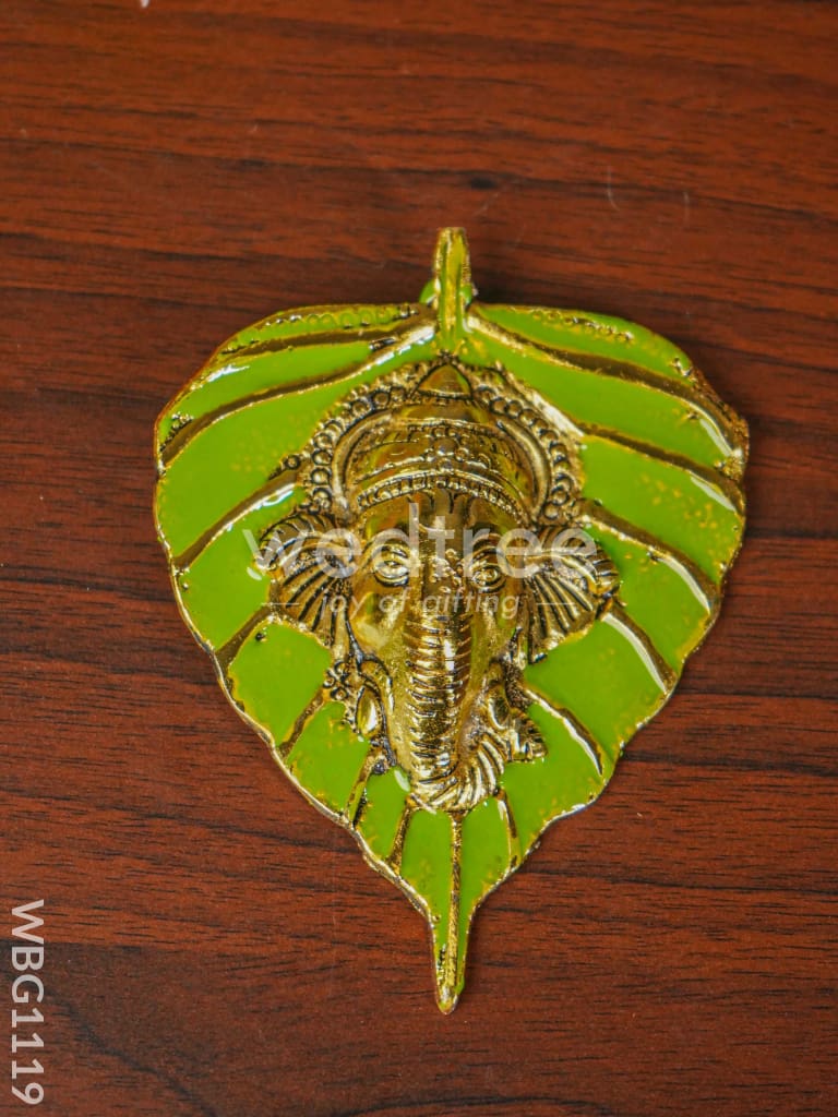 White Metal Leaf Color Ganesha Wall Hanging - WBG1119