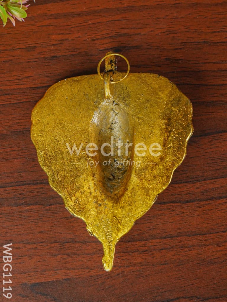 White Metal Leaf Color Ganesha Wall Hanging - WBG1119