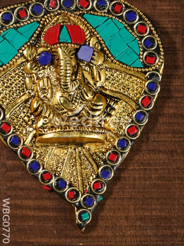 White Metal Leaf Ganesha - WBG0770