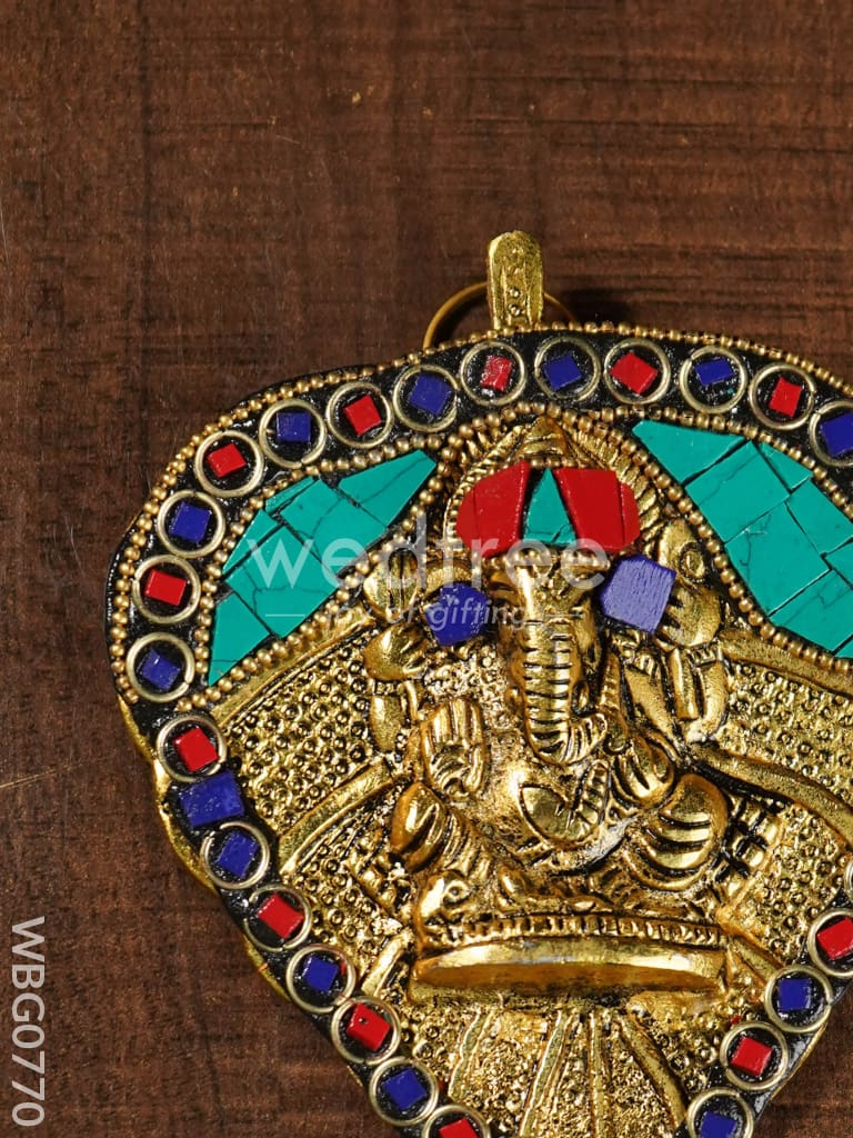 White Metal Leaf Ganesha - WBG0770