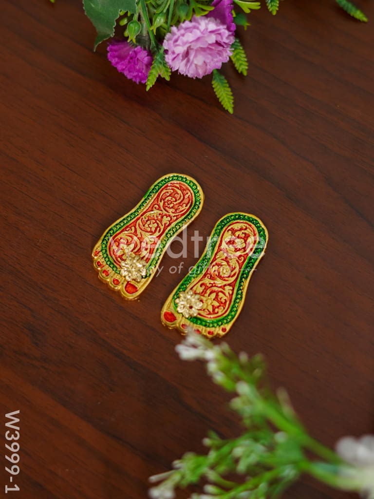 White metal Meenakari Paduka - W3999