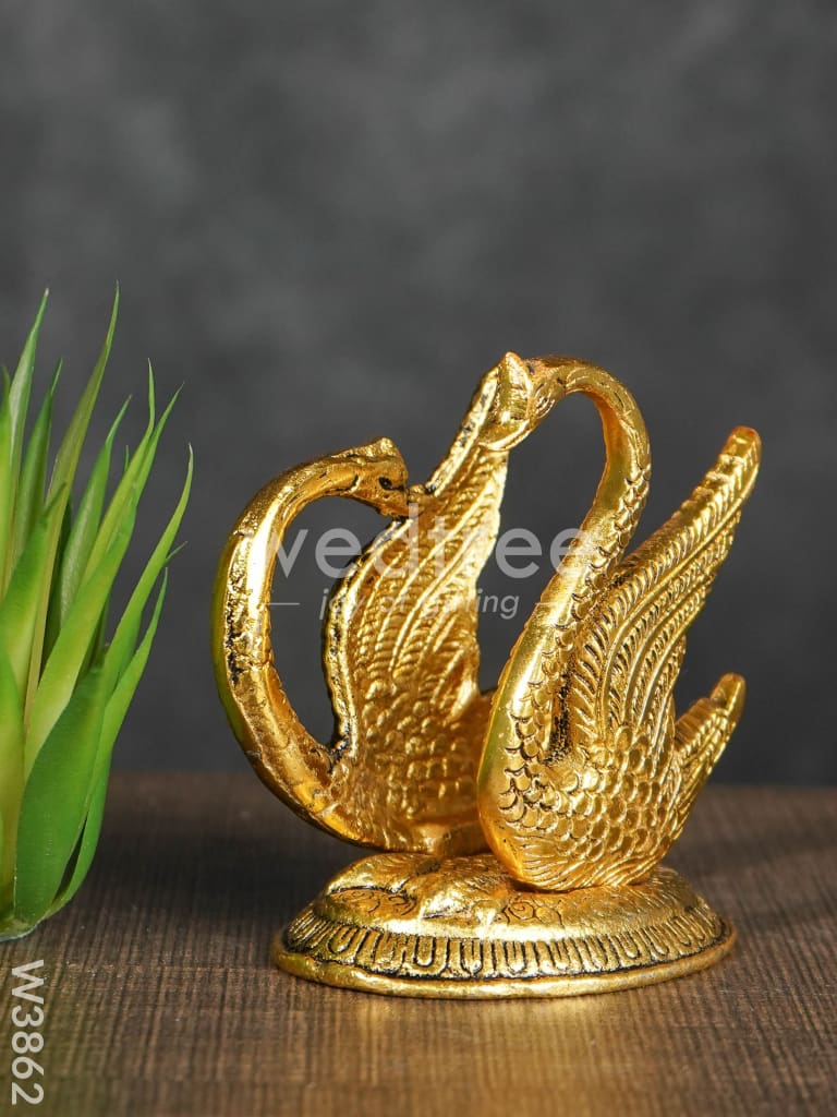 White Metal Swan Tissue Holder Gold Finish - W3862