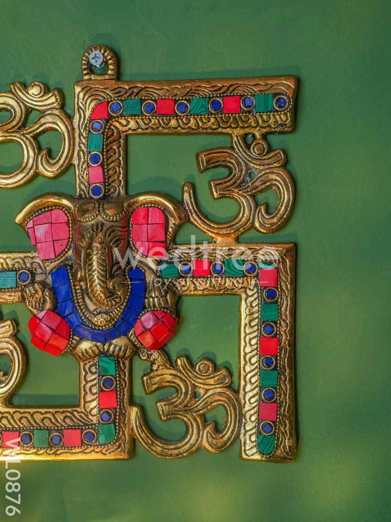 White Metal Swastik Ganesh with gold Finish - WL0876