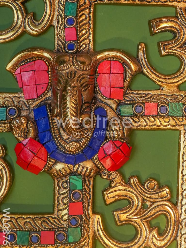 White Metal Swastik Ganesh with gold Finish - WL0876