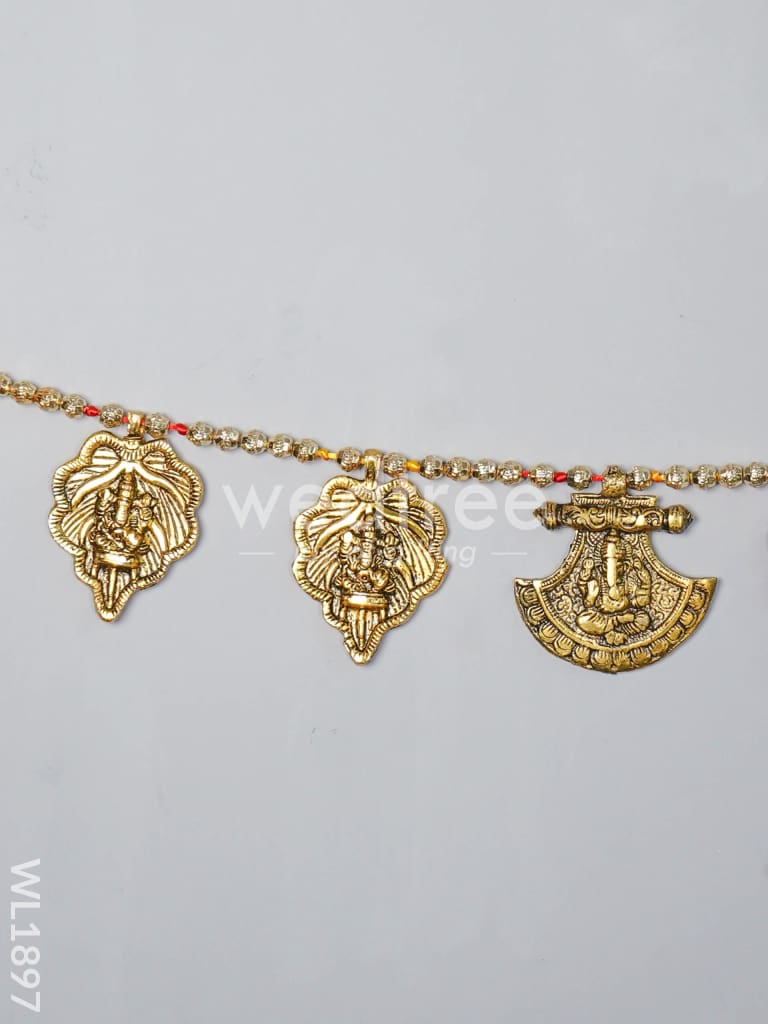White Metal Thoran - Ganesh Motifs (Antique Gold Finish) - WL1897
