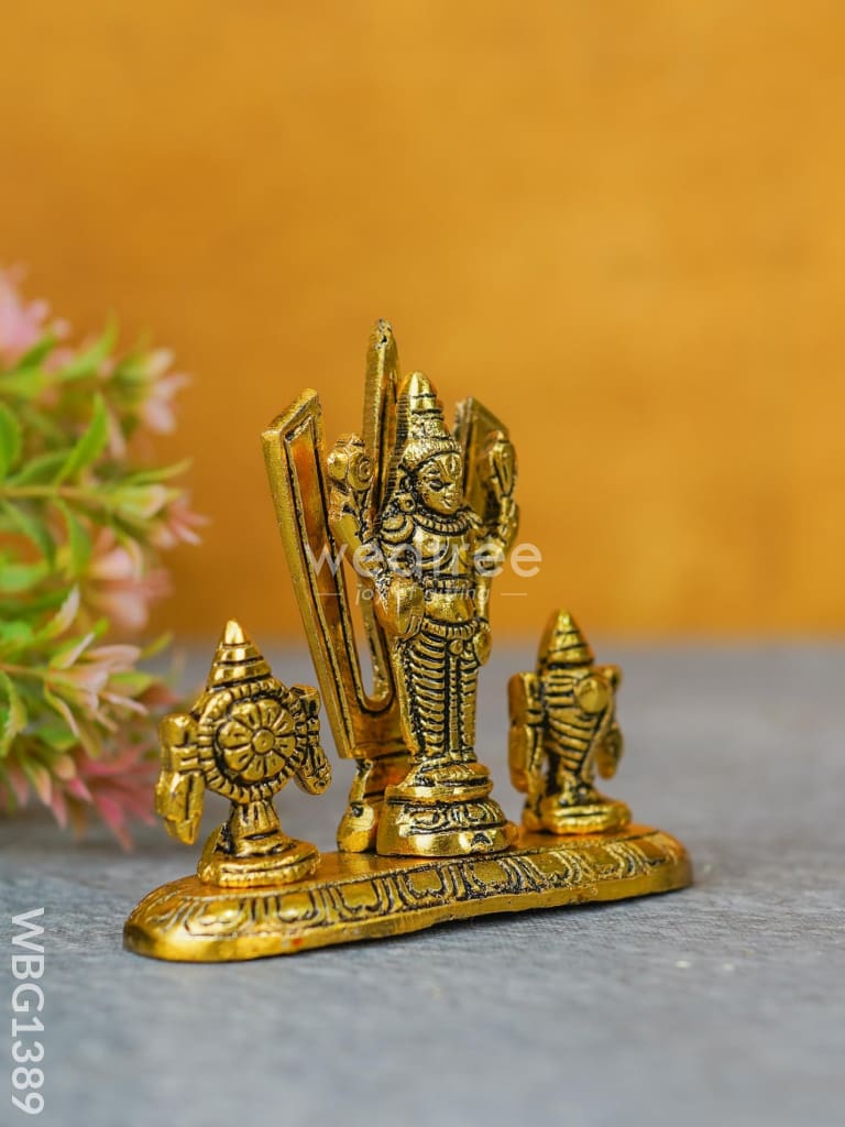 White Metal Tirupathi Balaji Shank Chakra Nama on Oval Base - WBG1389