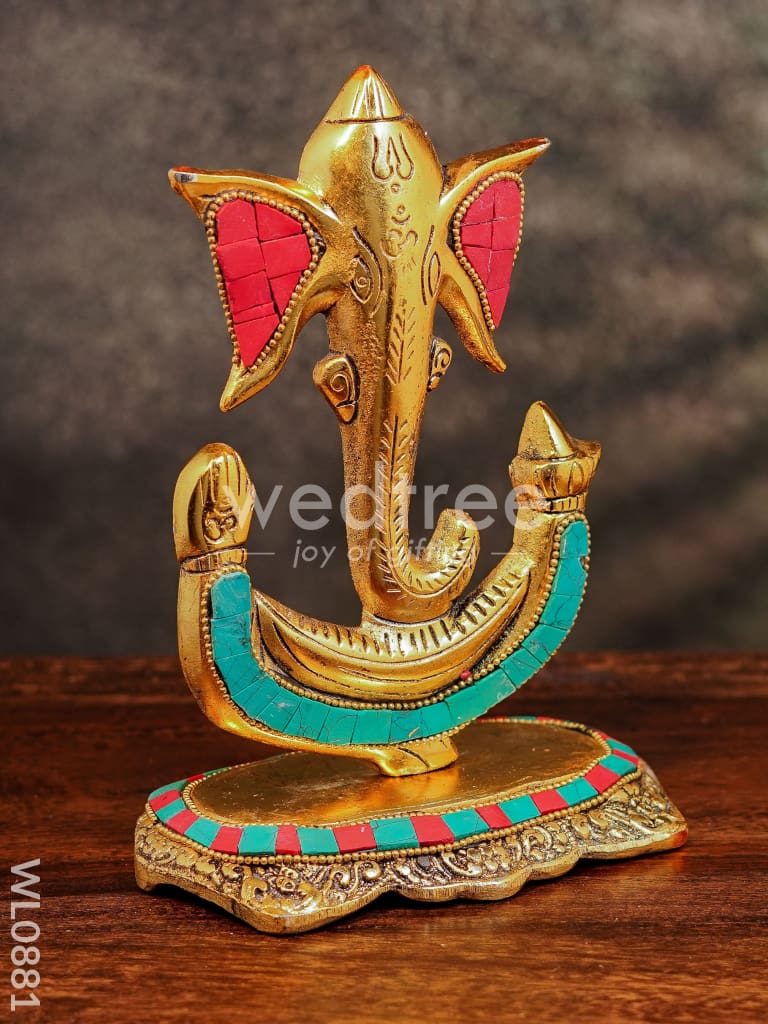 White Metal U shaped Ganesha with Gold finish - WL0881