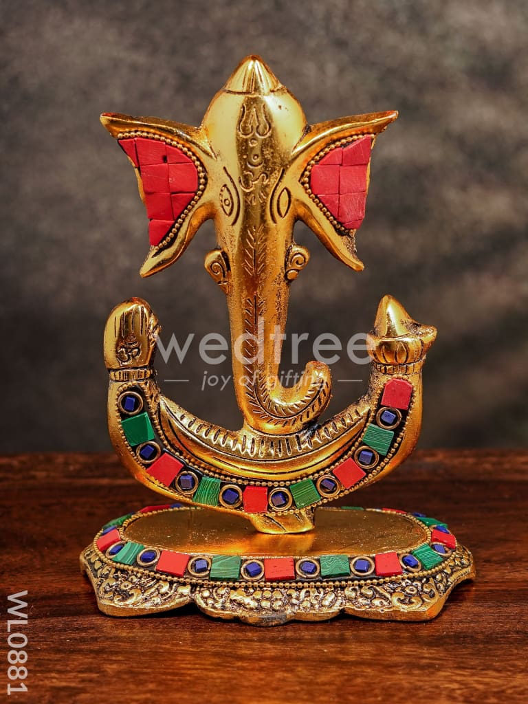 White Metal U shaped Ganesha with Gold finish - WL0881