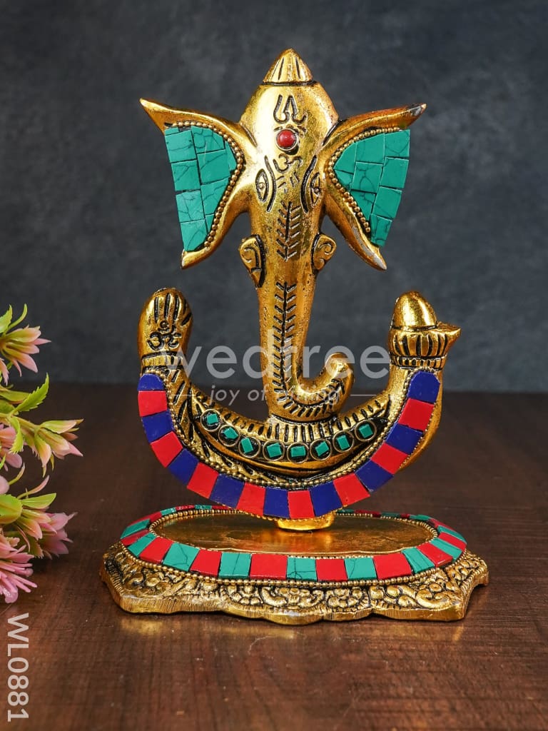 White Metal U shaped Ganesha with Gold finish - WL0881