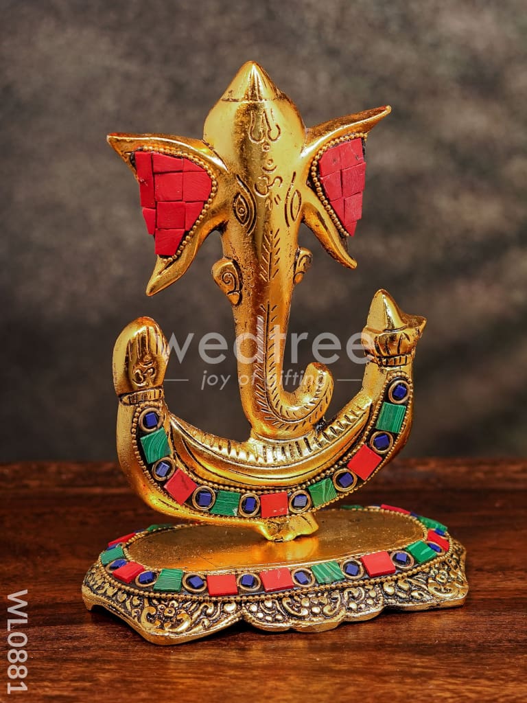 White Metal U shaped Ganesha with Gold finish - WL0881