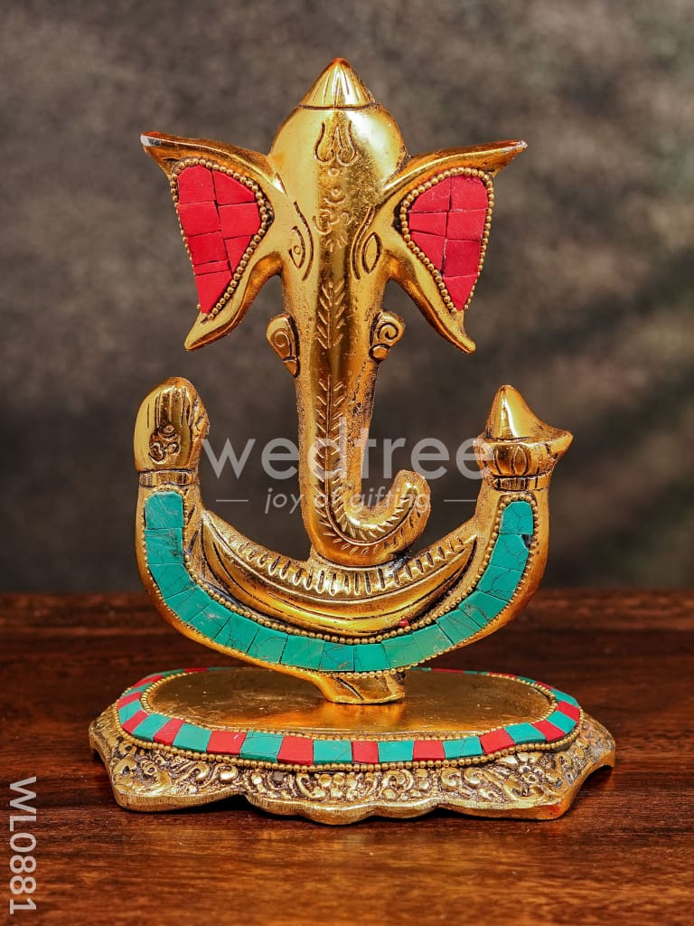 White Metal U shaped Ganesha with Gold finish - WL0881