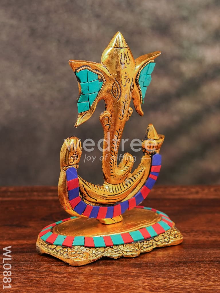 White Metal U shaped Ganesha with Gold finish - WL0881