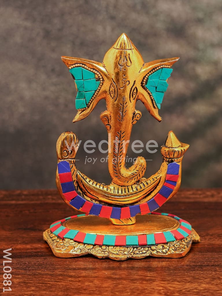 White Metal U shaped Ganesha with Gold finish - WL0881