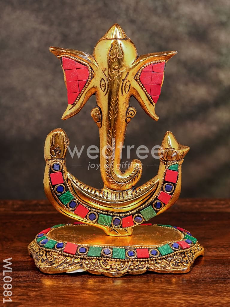 White Metal U shaped Ganesha with Gold finish - WL0881
