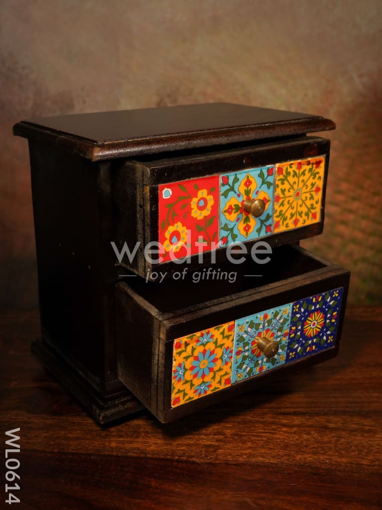 Wooden 2 layered tile drawer box - WL0614