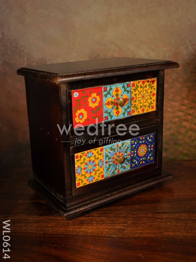 Wooden 2 layered tile drawer box - WL0614