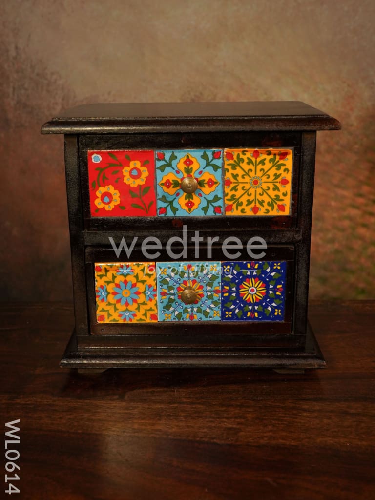 Wooden 2 layered tile drawer box - WL0614