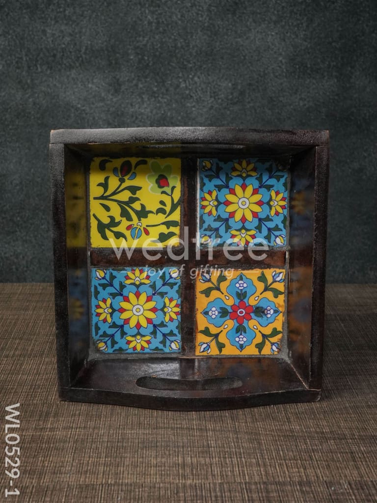 Wooden 4 tile tray - WL0529