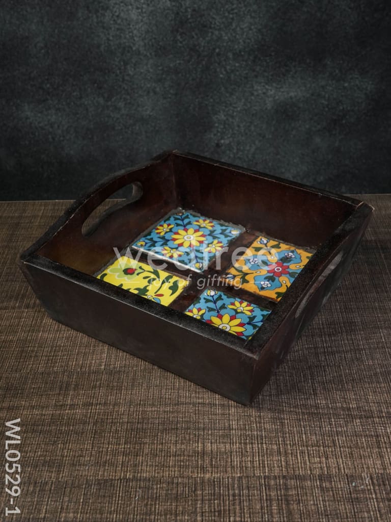 Wooden 4 tile tray - WL0529