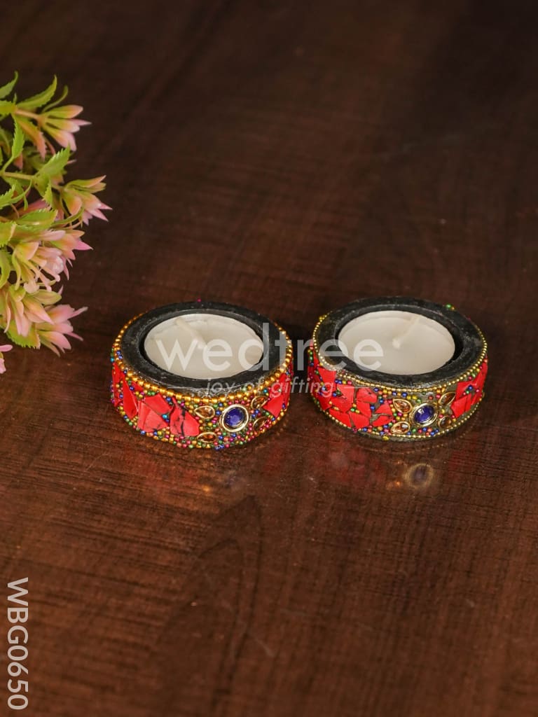Wooden Candle Holder ( set of 2) - WBG0650
