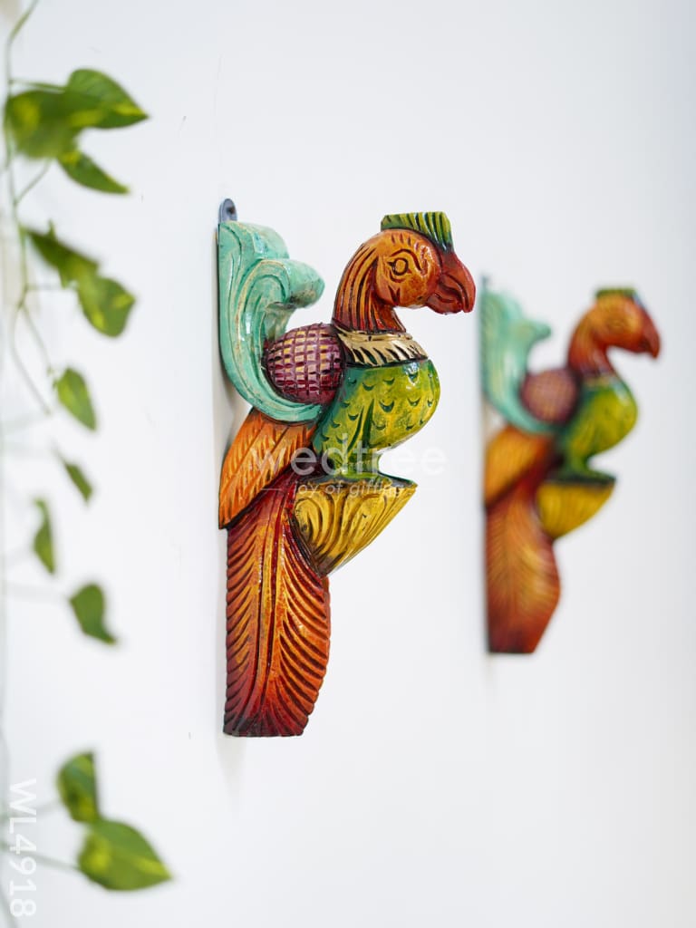 Wooden Carved Parrot Bracket - 12 inch - Set of 2 - WL4918