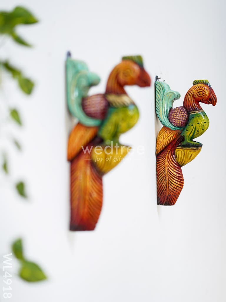 Wooden Carved Parrot Bracket - 12 inch - Set of 2 - WL4918