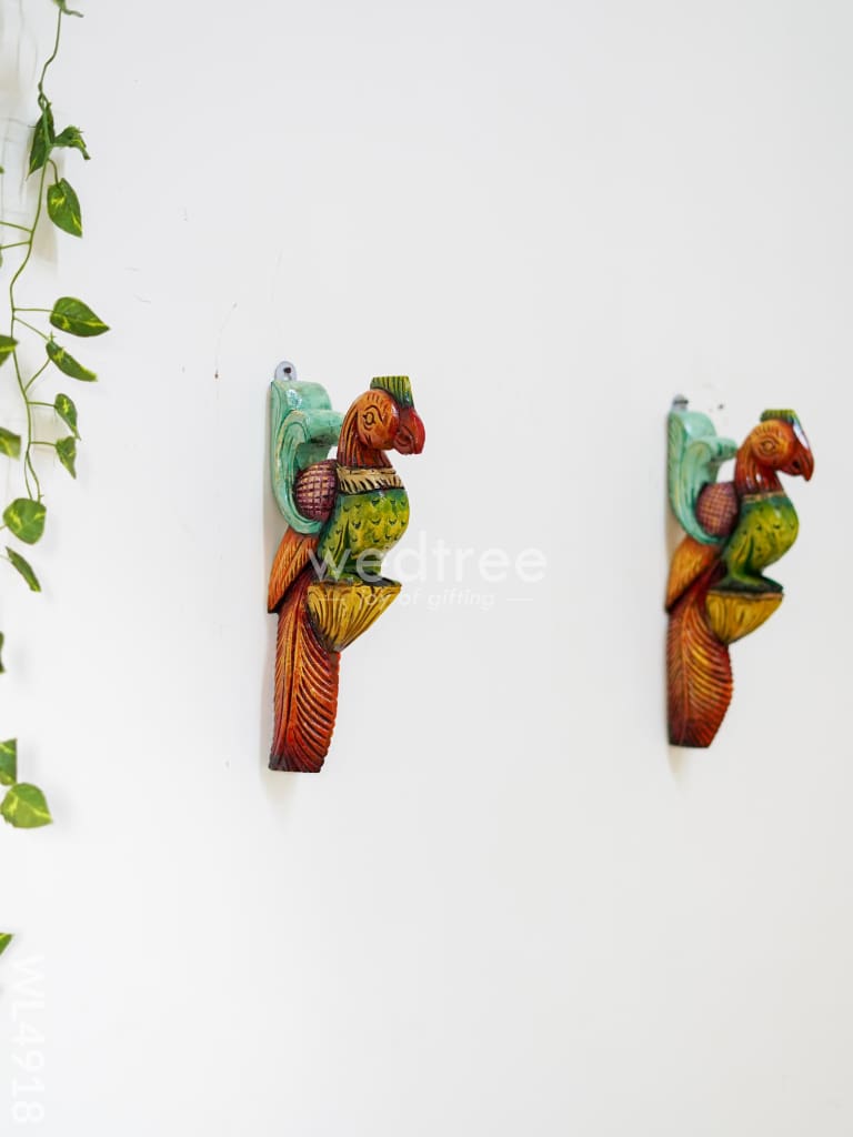 Wooden Carved Parrot Bracket - 12 inch - Set of 2 - WL4918
