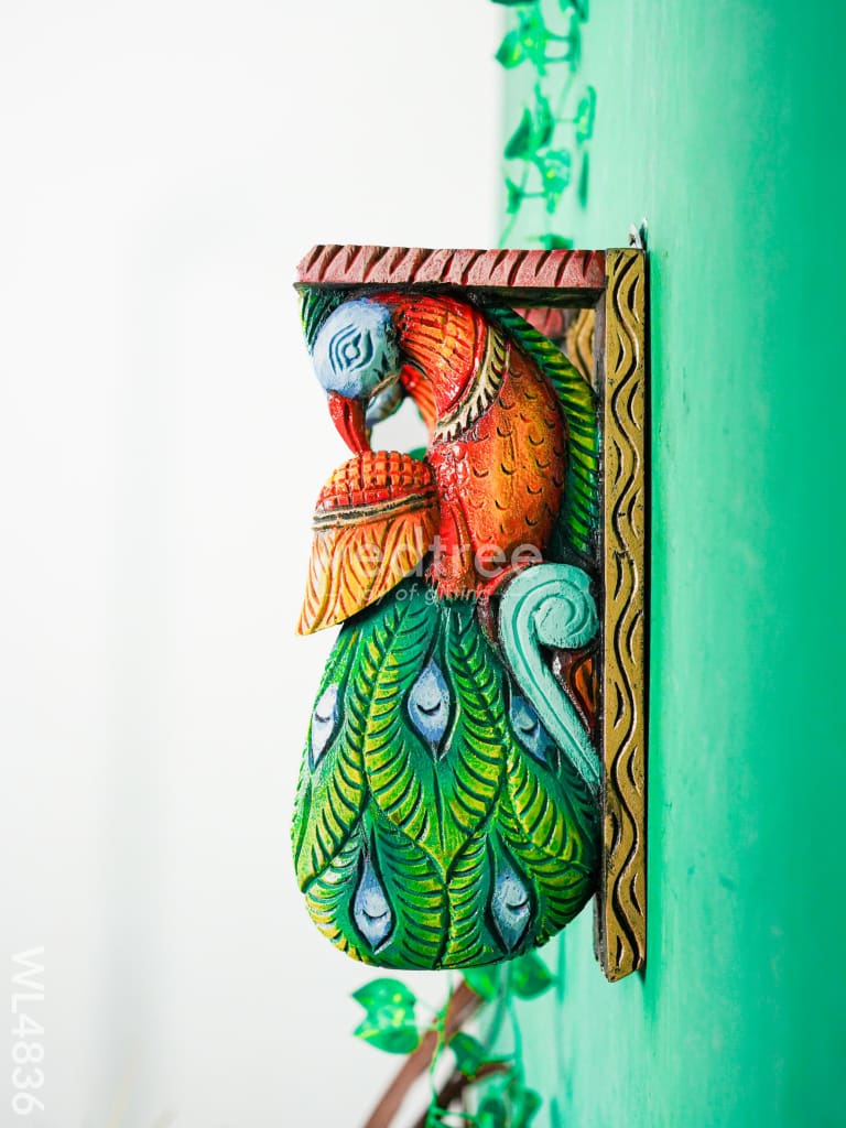 Wooden Carved Peacock Bracket - 12 inch - Set of 2 - WL4836