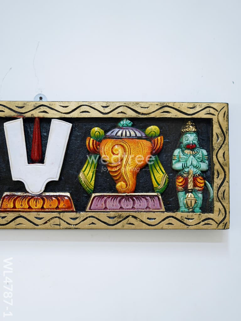 Wooden Carved Shank Chakra Nama Panel - 24 inch - WL4787-1