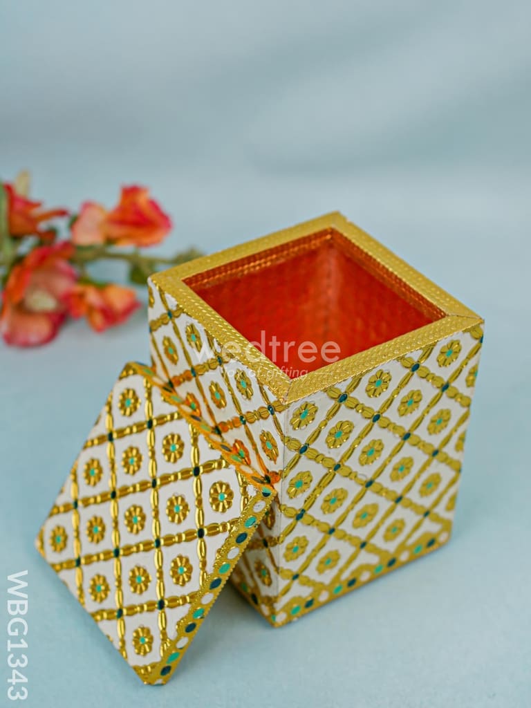 Wooden Container with Meenakari work - WBG1343