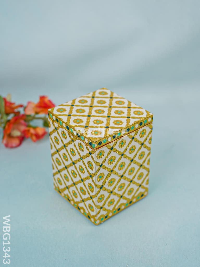 Wooden Container with Meenakari work - WBG1343