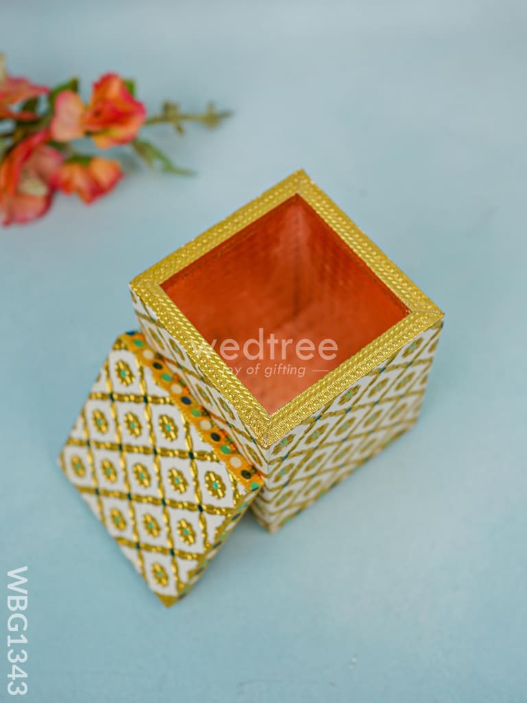 Wooden Container with Meenakari work - WBG1343