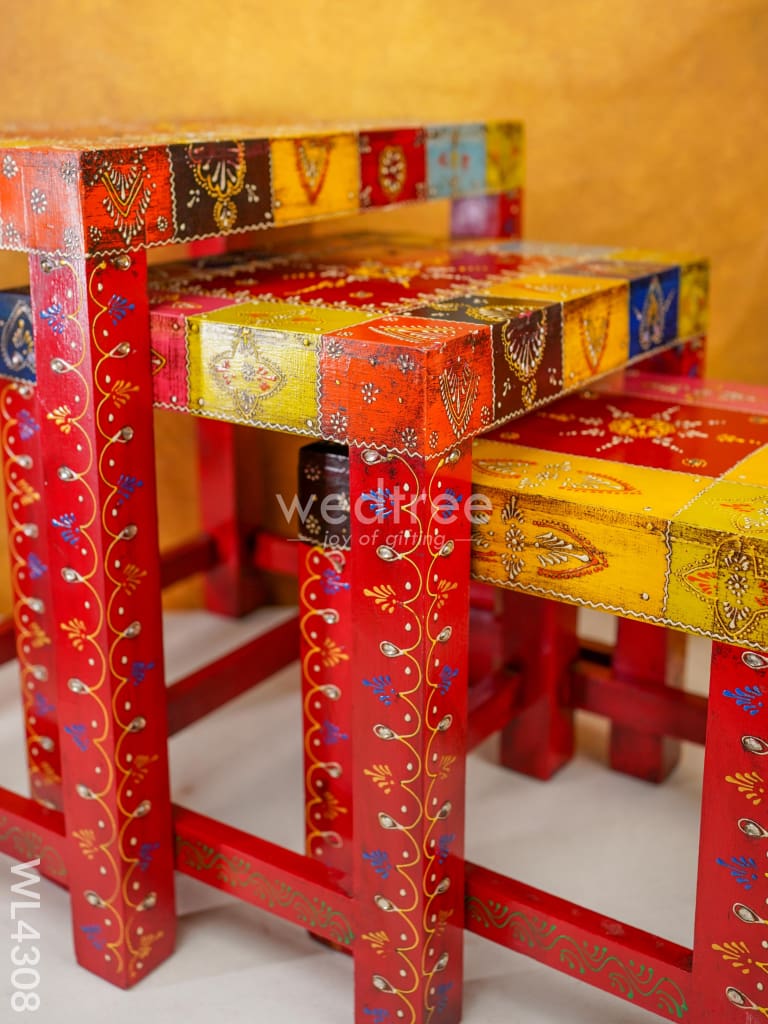 Wooden Decorative Stools - Set of 3 - WL4308