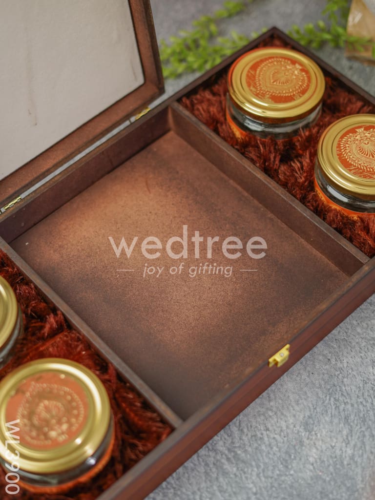 Wooden Dry Fruit Box with 4 Jars - WL3900