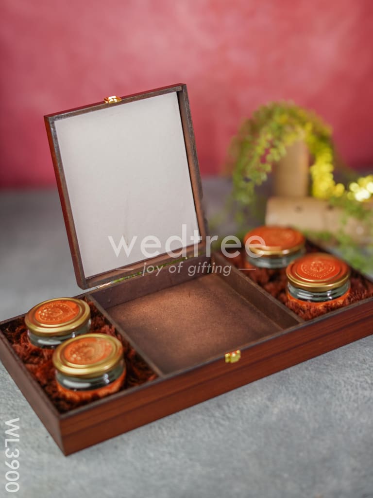 Wooden Dry Fruit Box with 4 Jars - WL3900